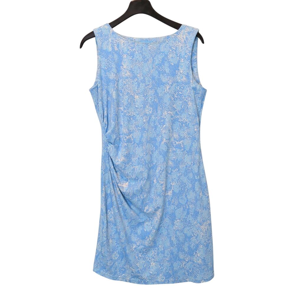 J McLaughlin Women's Sz M Blue Snake Animal Print Sheath Dress Catalina Cloth